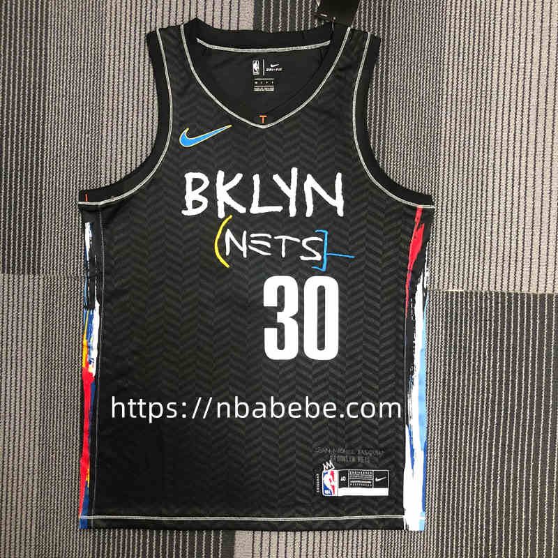 Maillot de Basket NBA Nets Curry 30 noir graffiti édition