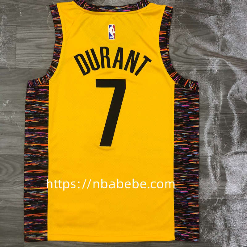 Maillot de Basket NBA Nets Durant 7 commémorative édition jaune 2