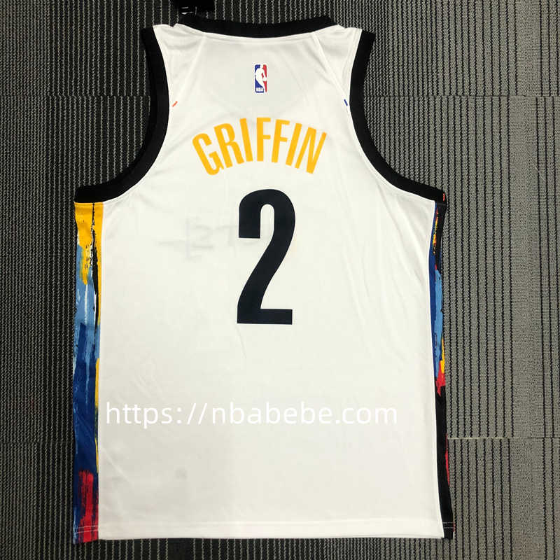 Maillot de Basket NBA Nets Griffin 2 blanc graffiti édition 2