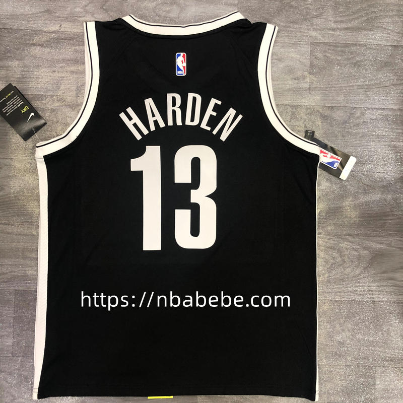 Maillot de Basket NBA Nets Harden 13 noir col v 2