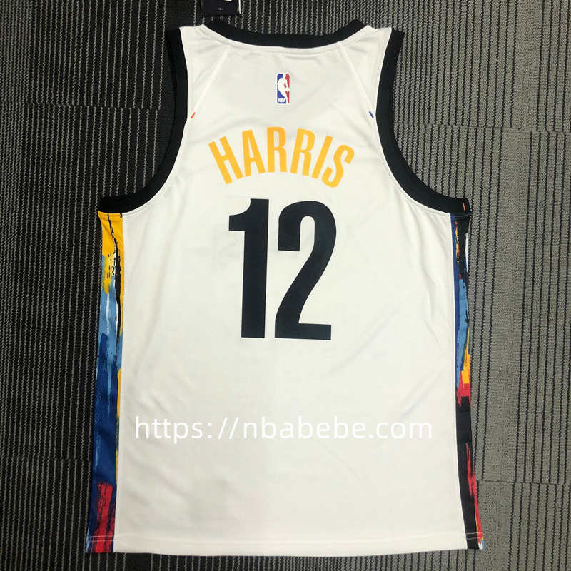 Maillot de Basket NBA Nets Harris 12 graffiti édition blanc 2