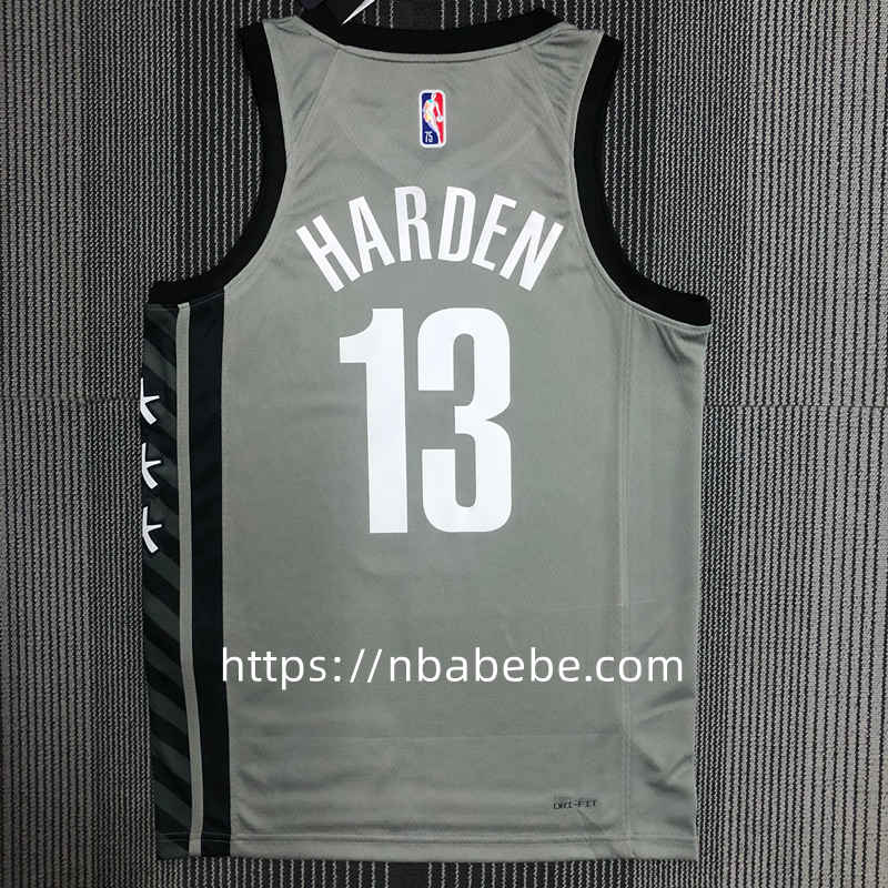 Maillot de Basket NBA Nets Jordan 75e anniversaire Harden 13 gris 2