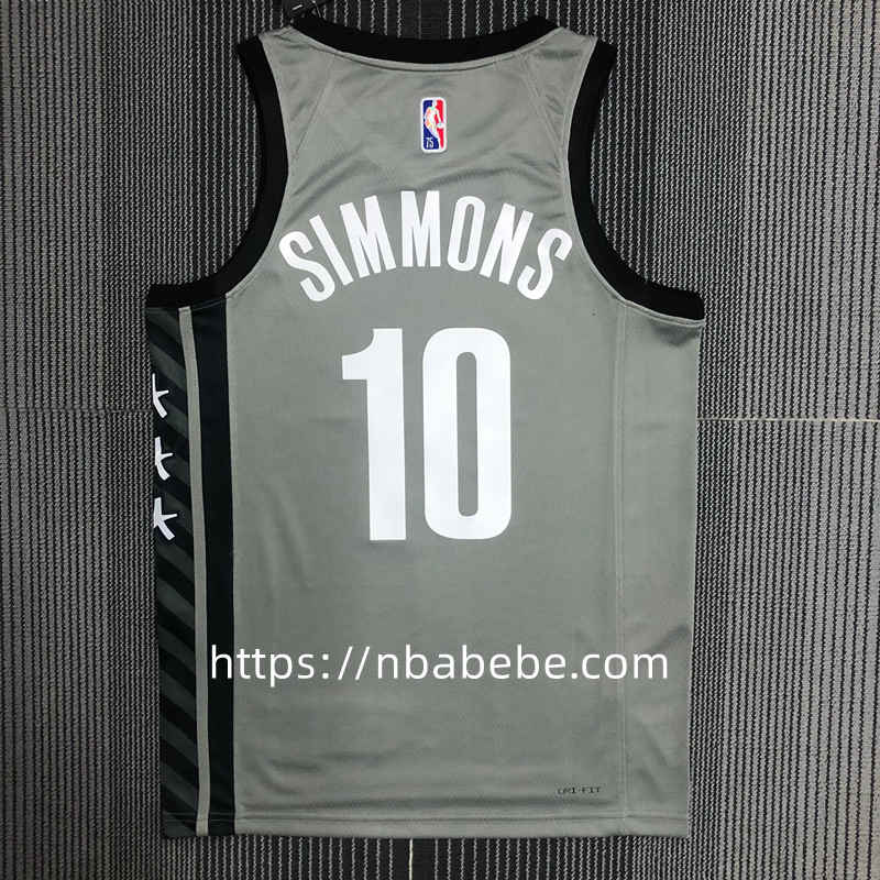 Maillot de Basket NBA Nets Jordan 75e anniversaire Simmons 10 gris 2