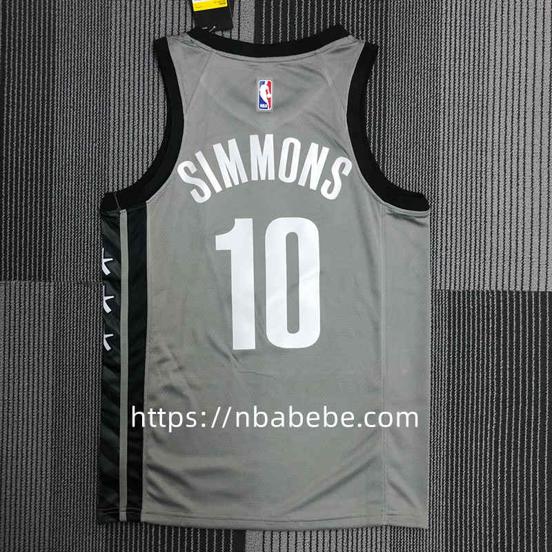 Maillot de Basket NBA Nets Simmons 10 gris Jordan 2