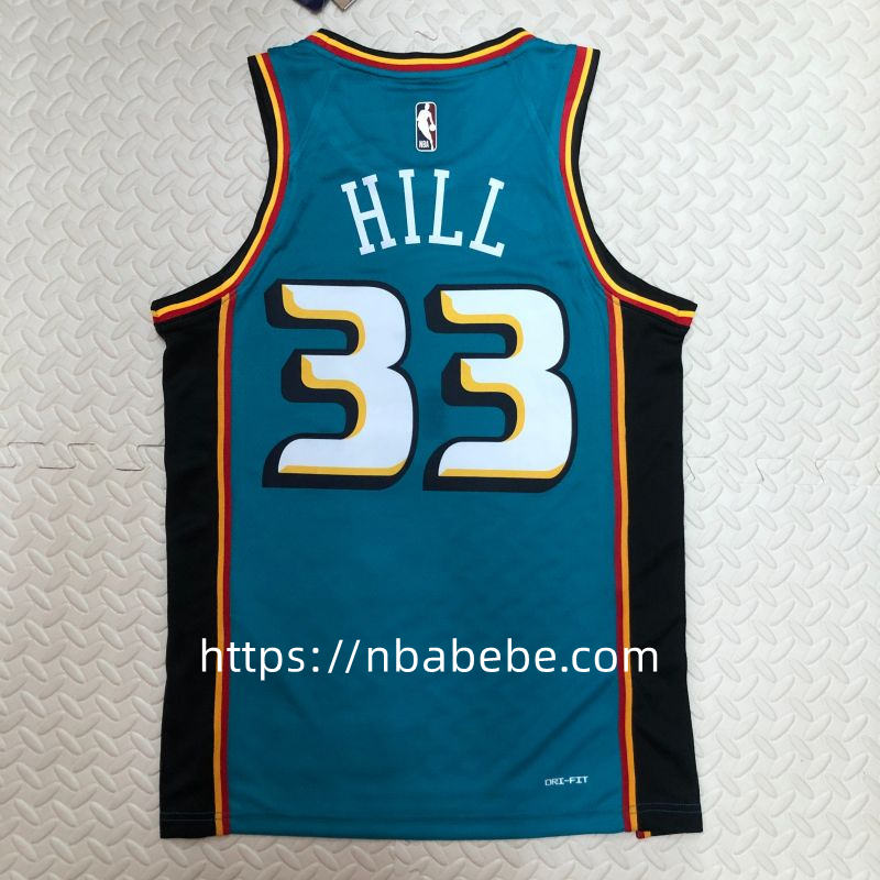 Maillot de Basket NBA Pistons 2023 Hill 33 vintage vert 2