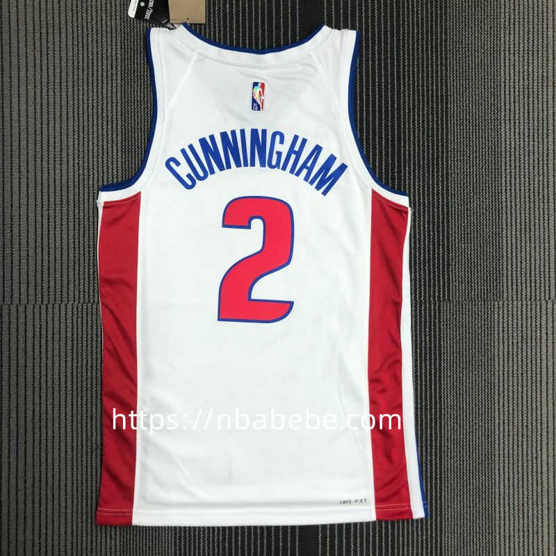 Maillot de Basket NBA Pistons 75e anniversaire Cunningham 2 blanc 2