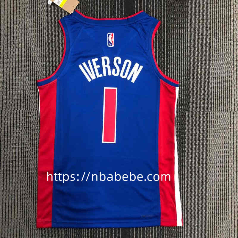 Maillot de Basket NBA Pistons 75e anniversaire Iverson 1 bleu 2