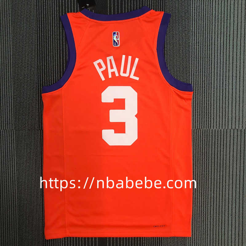 Maillot de Basket NBA Suns Jordan 75e anniversaire Paul 3 orange 2
