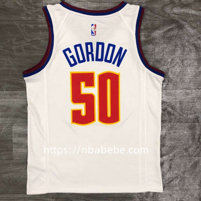 Maillot de Basket NBA Nuggets Gordon 50 earned édition blanc 2