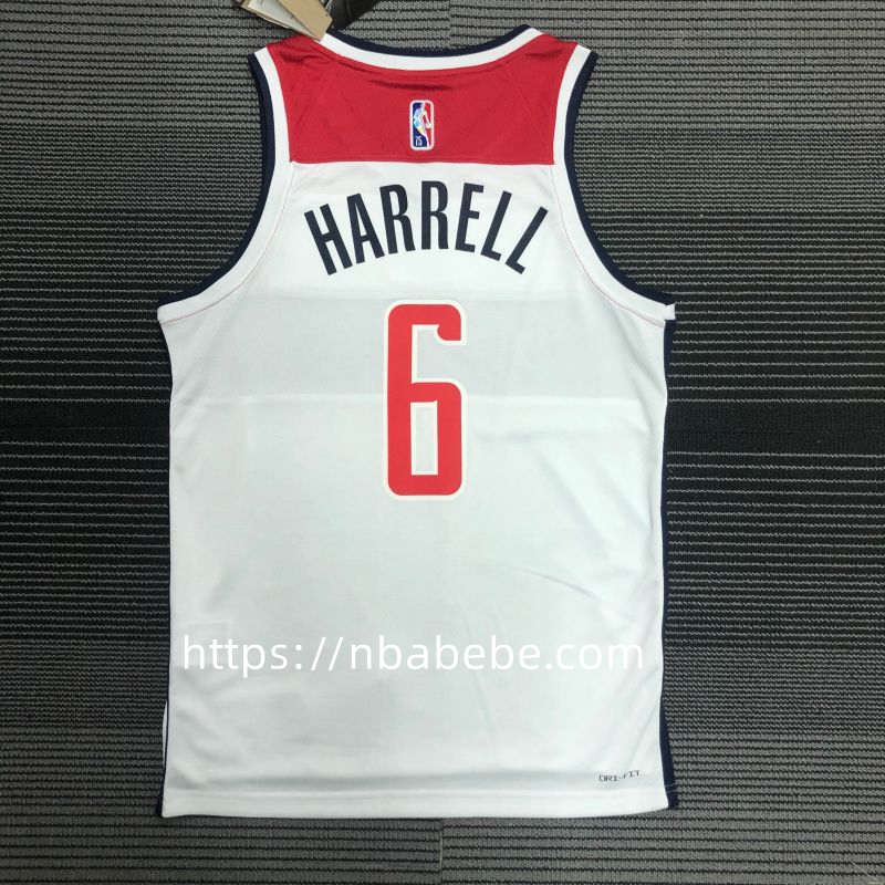 Maillot de Basket NBA Wizards 75e anniversaire Harrell 6 blanc 2