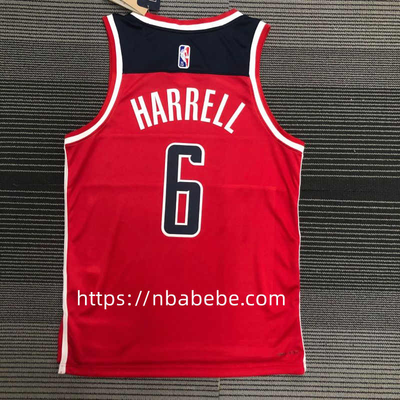Maillot de Basket NBA Wizards 75e anniversaire Harrell 6 rouge 2