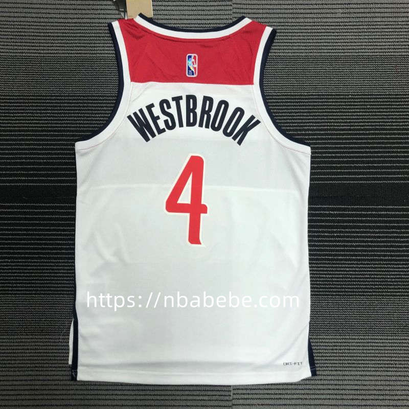 Maillot de Basket NBA Wizards 75e anniversaire Westbrook 4 blanc 2