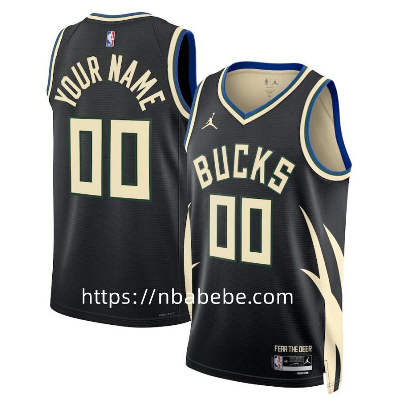 Maillot de basket Bucks Jordan 2022 2023 personnalisé noir