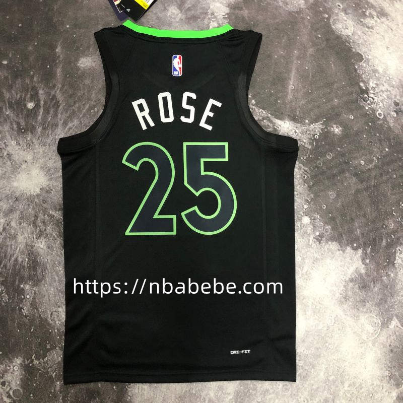 Maillot Timberwolves 2023 Rose 25 Jordan noir 2