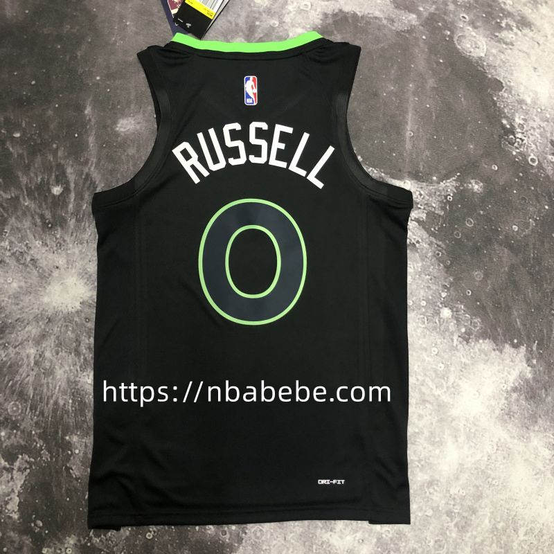 Maillot Timberwolves 2023 Russell 0 Jordan noir 2