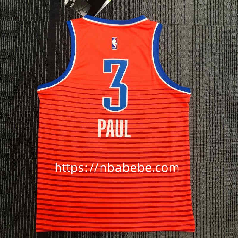 Maillot de Basket NBA Thunder Paul 3 Jordan orange 2