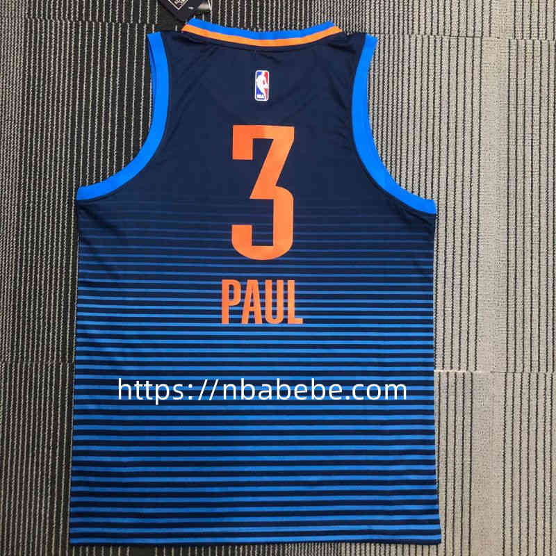 Maillot de Basket NBA Thunder Paul 3 avec rayure bleu 2
