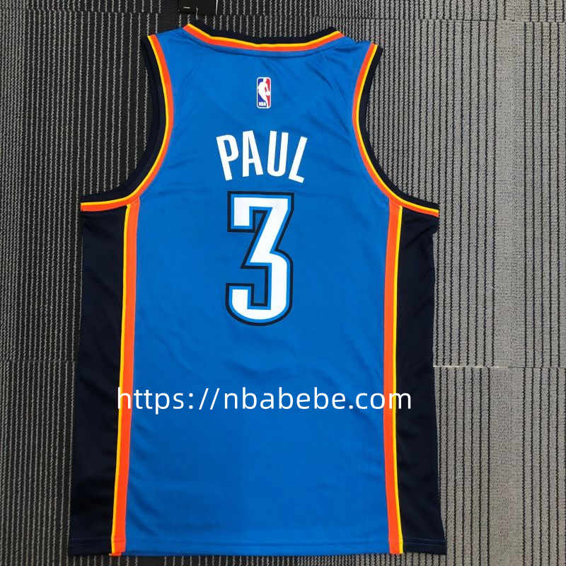 Maillot de Basket NBA Thunder Paul 3 bleu 2