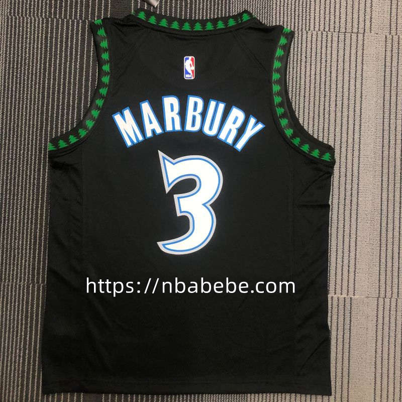 Maillot de Basket NBA Timberwolves Marbury 3 vintage noir 2
