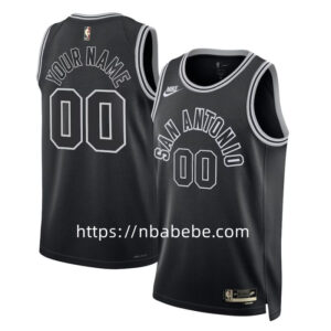 Maillot de Basket Spurs 2022 2023 personnalisé vintage noir