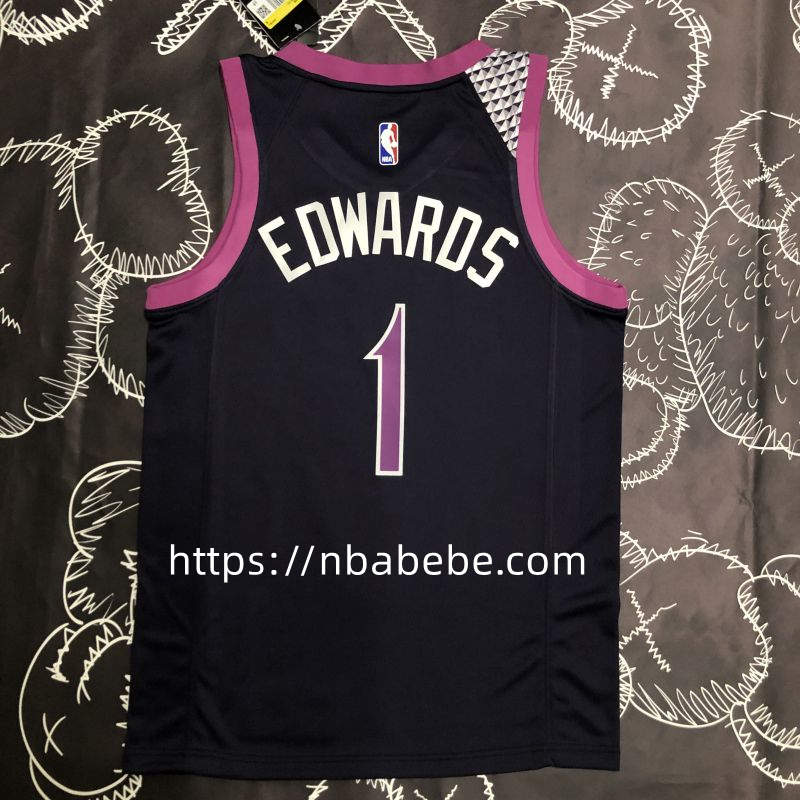 Maillot de Basket Timberwolves Edwards 1 Violet noir 2