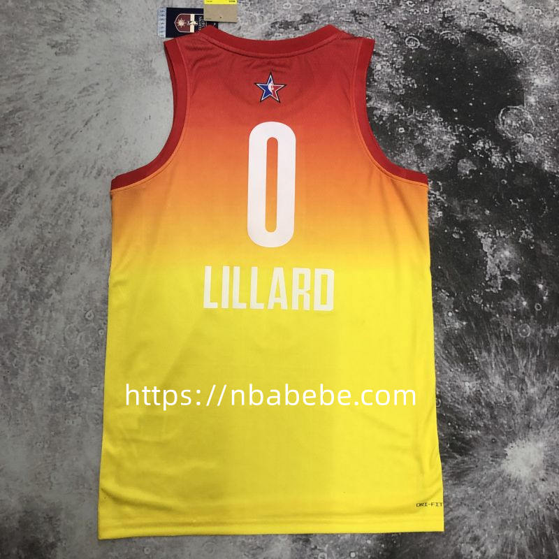 Maillot de Basket NBA All-Star 2023 Lillard 0 jaune 2