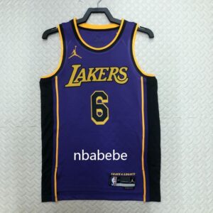 Maillot de Basket NBA Lakers Jordan 2023 James 6 Violet