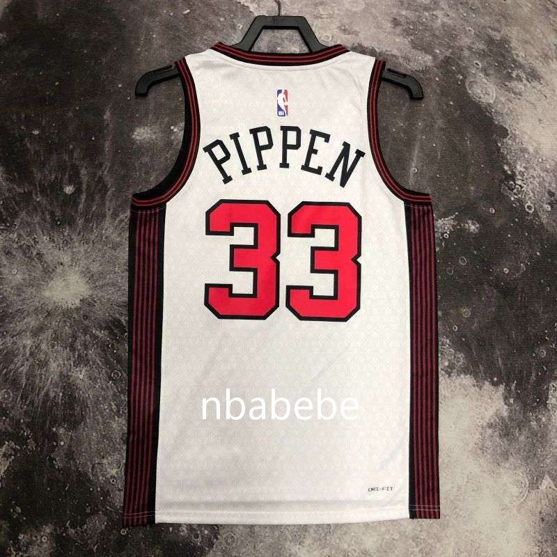 Maillot de Basket NBA Bulls 2023 Pippen 33 city édition blanc 2