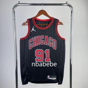 Maillot de Basket NBA Bulls Jordan 2023 Rodman 91 noir