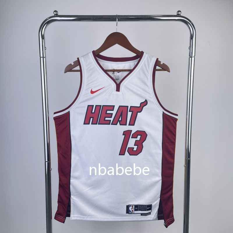 Maillot de Basket NBA Heat 2023 Adebayo 13 blanc col v