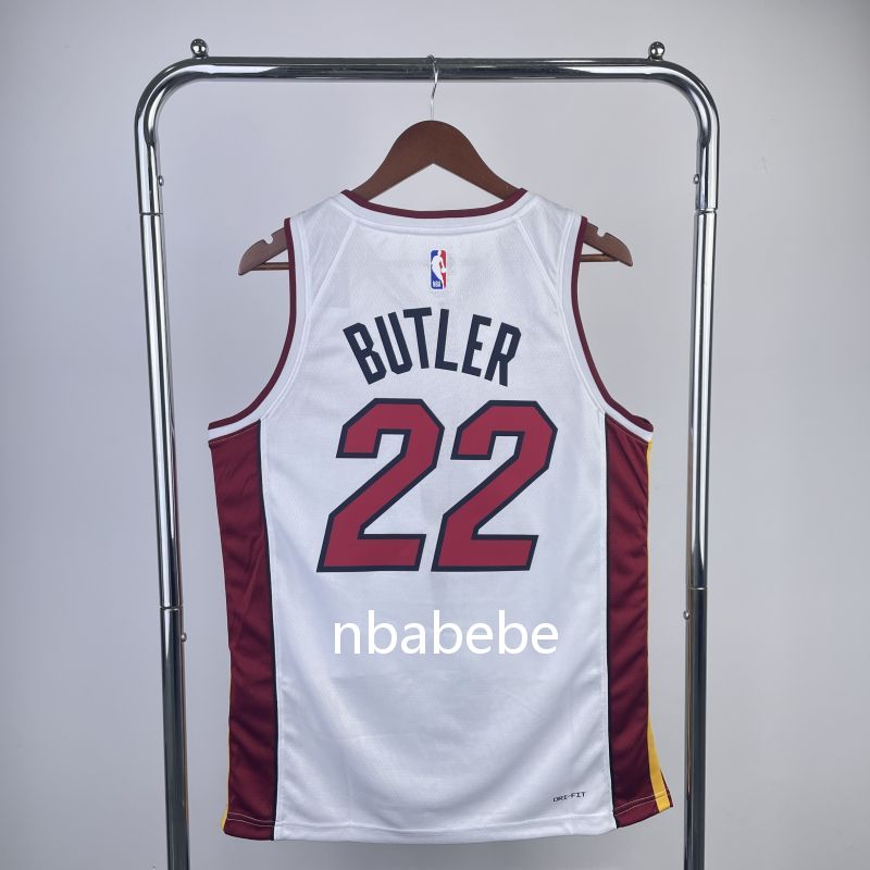Maillot de Basket NBA Heat 2023 Butler 22 blanc col v 2
