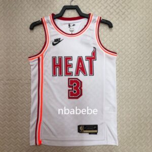 Maillot de Basket NBA Heat vintage 2023 Wade 3 blanc
