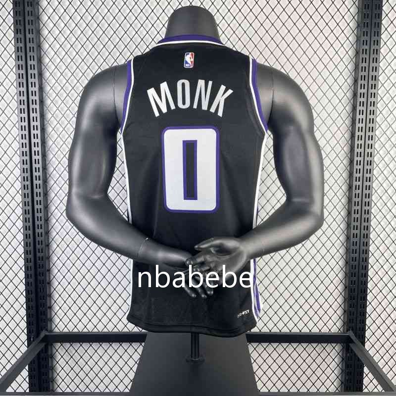 Maillot de Basket NBA Kings 2024 Monk 0 exterieur noir 2