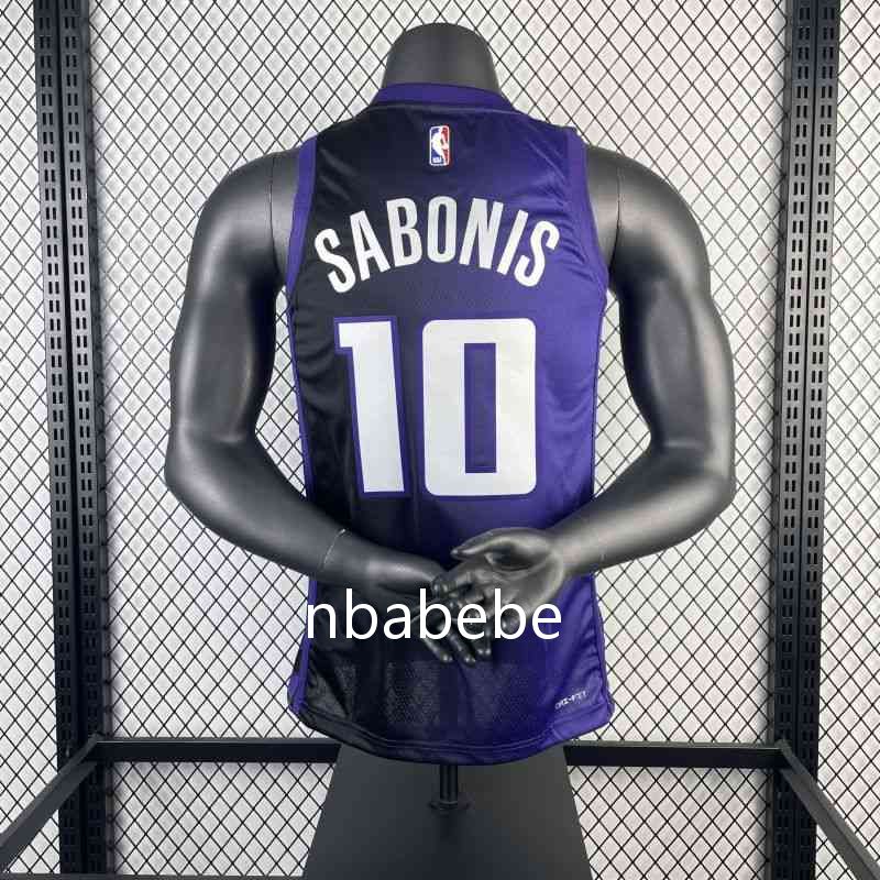 Maillot de Basket NBA Kings Jordan 2024 Sabonis 10 Violet 2