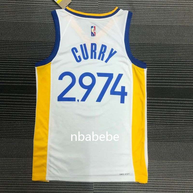 Maillot de Basket NBA Golden State Warriors 75e anniversaire Curry 2974 blanc 2