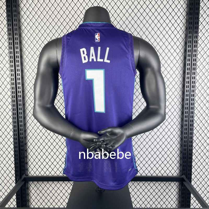 Maillot de Basket NBA Hornets Jordan 2023 Ball 1 Violet 2