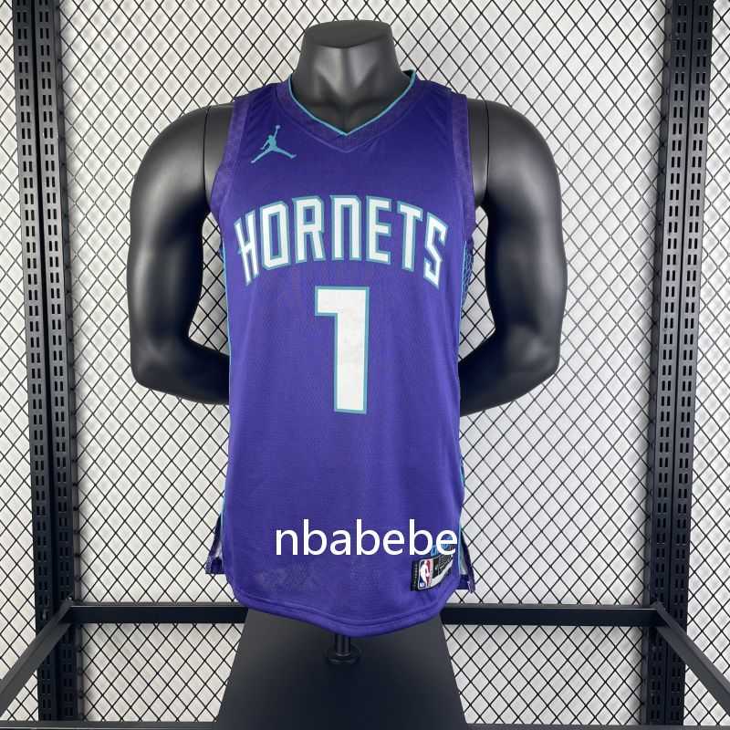 Maillot de Basket NBA Hornets Jordan 2023 Ball 1 Violet