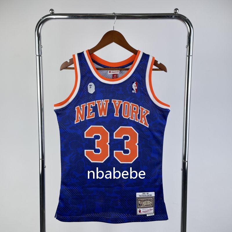 Maillot de Basket NBA Knicks x BAPExM&N Ewing 33 bleu
