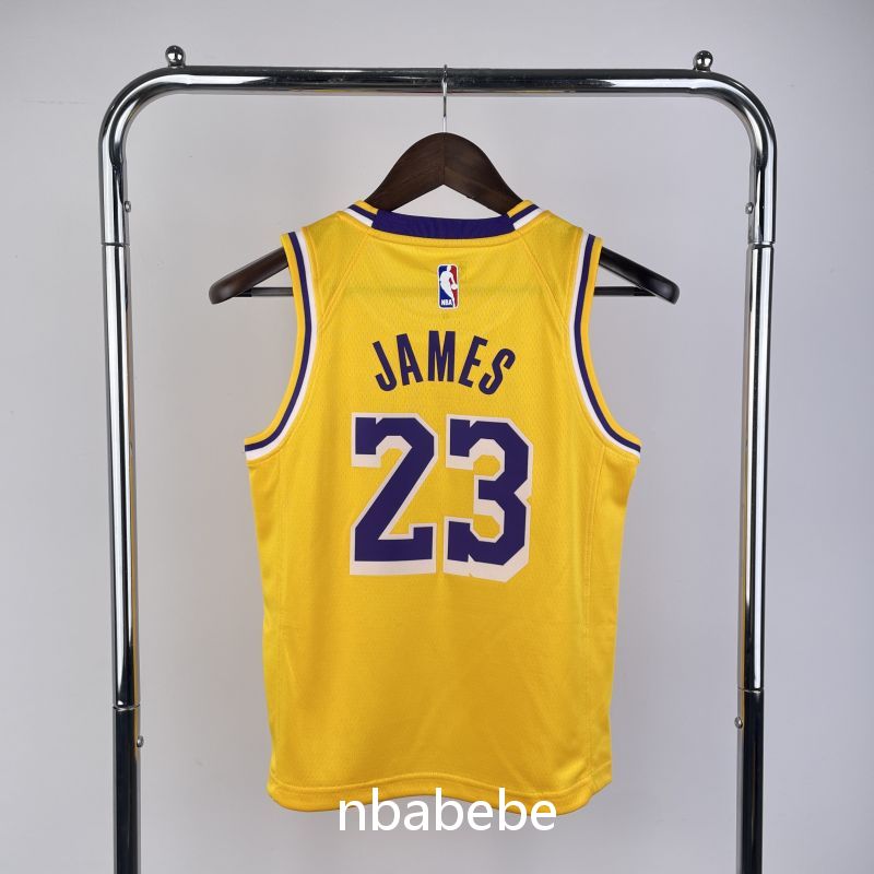 Maillot de Basket NBA Los Angeles Lakers Enfant 2023 James 23 jaune 2