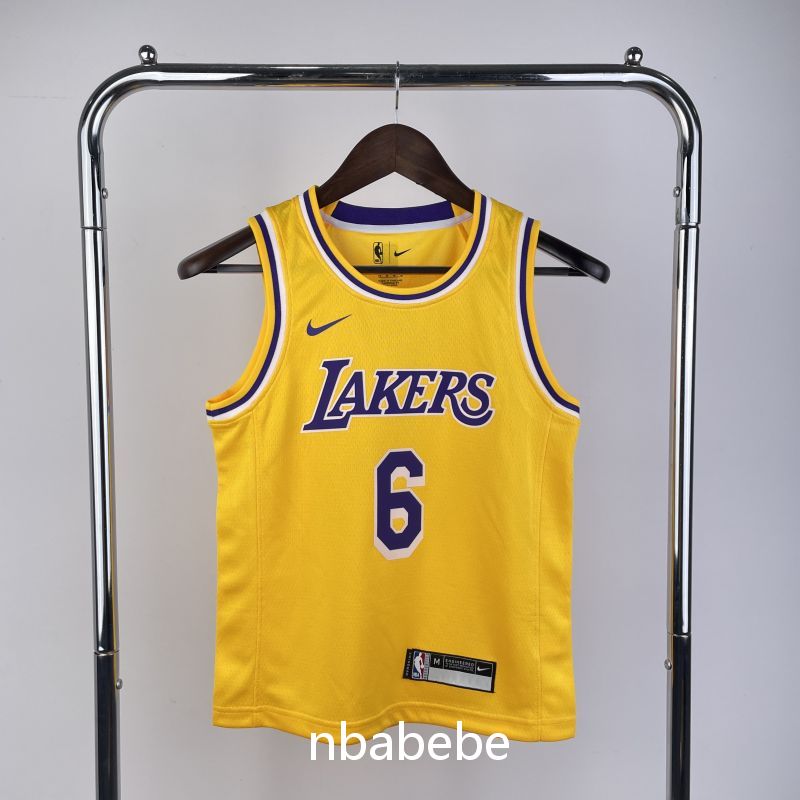 Maillot de Basket NBA Los Angeles Lakers Enfant 2023 James 6 jaune