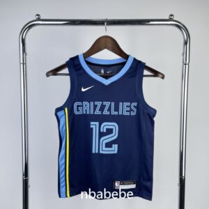 Maillot de Basket NBA Memphis Grizzlies Enfant 2023 Morant 12 bleu foncé