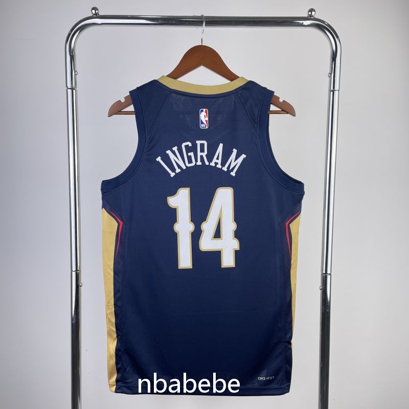Maillot de Basket NBA New Orleans Pelicans 2023 Ingram 14 bleu foncé 2