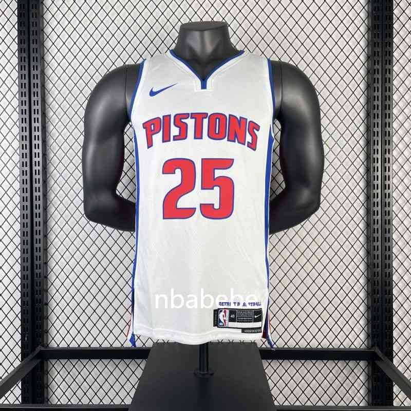Maillot de Basket NBA Pistons 2023 Rose 25 blanc