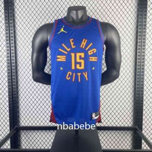 Maillot de Basket NBA Denver Nuggets Jordan 2023 Jokić 15 bleu