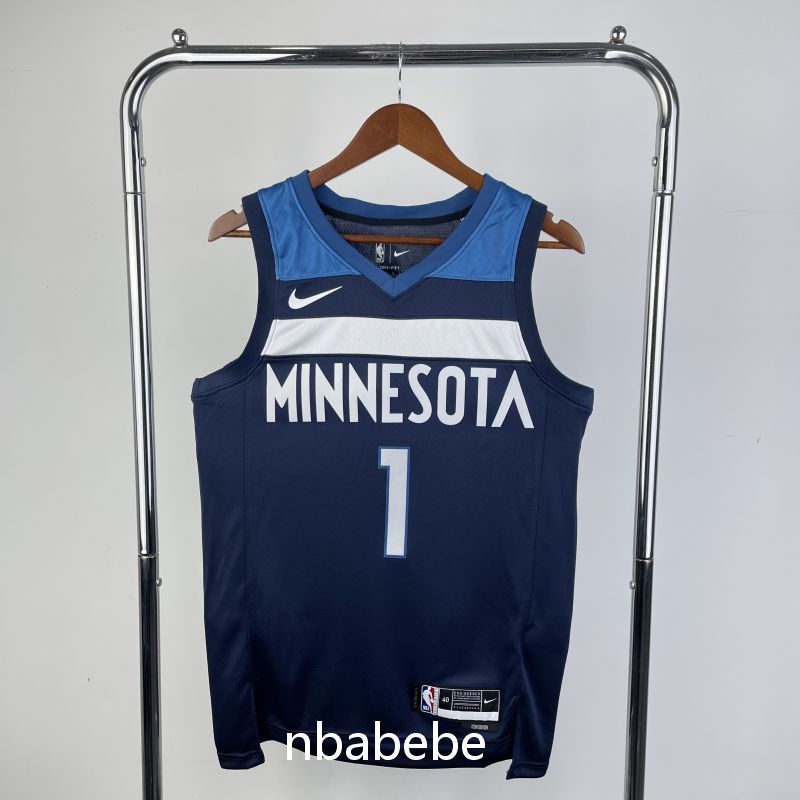 Maillot de Basket NBA Minnesota Timberwolves 2023 Anderson 1 bleu foncé
