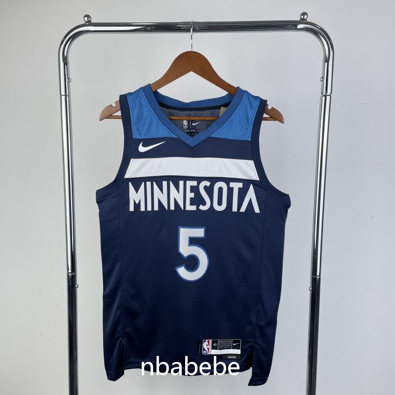 Maillot de Basket NBA Minnesota Timberwolves 2023 Edwards 5 bleu foncé