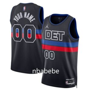 Maillot de Basket NBA Detroit Pistons Jordan 2022 2023 personnalisé noir