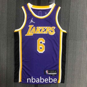 Maillot de Basket NBA Los Angeles Lakers 75e anniversaire James 6 Violet