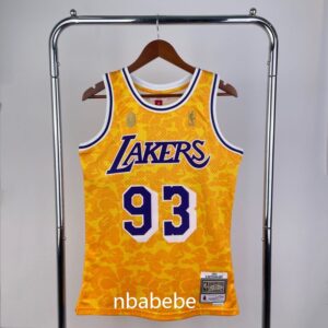 Maillot de Basket NBA Los Angeles Lakers x BAPE x M&N 93 jaune