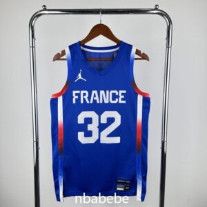 Maillot de Basket France JO 2024 Wembanyama 32 bleu